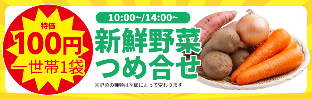 新鮮野菜つめ合せ販売!