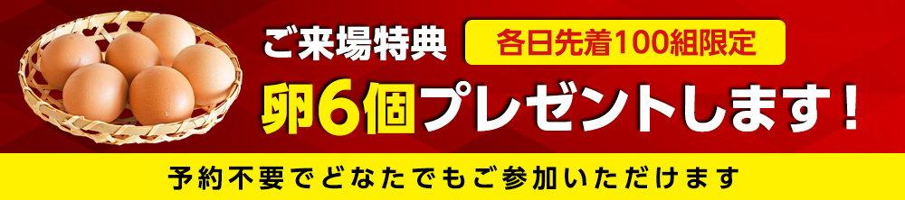 来場特典「卵6個」プレゼント